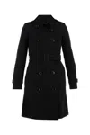 Burberry Waterloo Heritage Double-breasted Trench Coat In Black