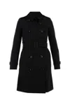 Burberry Black Gabardine Heritage Kensington Trench Coat In Black