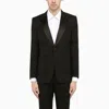 Burberry Black Cotton Tuxedo Jacket For Men With Oak Leaf Crest Detail And Satin Lapels In Black