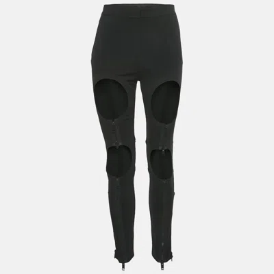 Pre-owned Burberry Black Crepe Cut-out Zipper Detail Trousers S