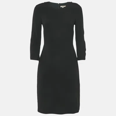 Pre-owned Burberry Black Crepe Full Sleeve Mini Dress S