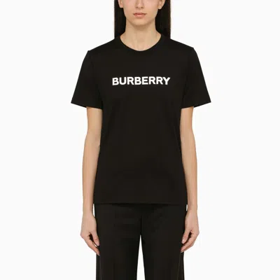 Burberry Black Crew-neck T-shirt With Logo In Black/white