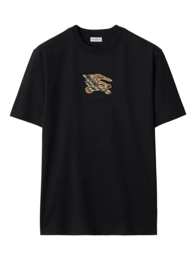 Burberry Men Short Sleeves T-shirt With Logo Seth In Black