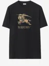 Burberry Men Black Crewneck T-shirt With Ekd And Logo Lettering Embroidery On The Front In Cotton Ma In Black