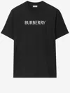Burberry Men Black Crewneck T-shirt With Logo Lettering On The Front In Cotton Man In Black