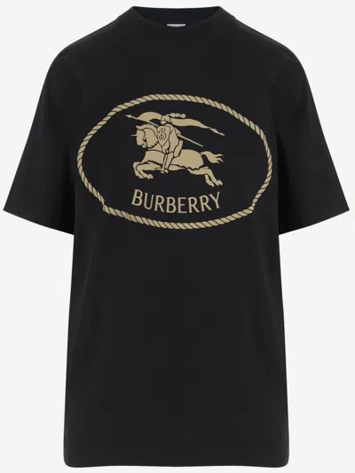 Burberry Black Crewneck Printed Logo T-shirt
