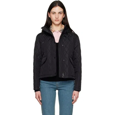 Burberry Black Cropped Quilted Nylon Hooded Jacket