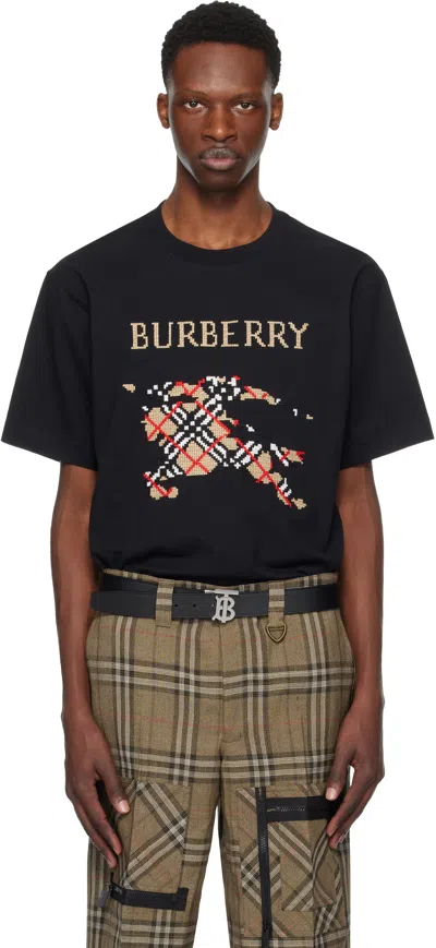 BURBERRY BLACK CROSS STITCH EKD​ COTTON T-SHIRT