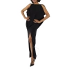Burberry Black Crystal And Chain Detail Stretch Jersey Sleeveless Gown In Black