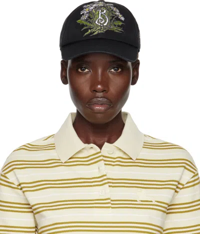 Burberry Black Daisy 'b' Gabardine Baseball Cap