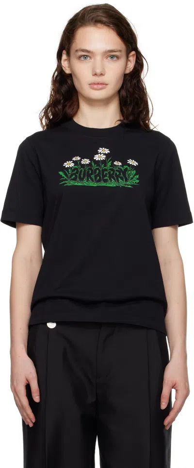 Burberry Black Daisy Logo Cotton T-shirt