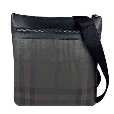 Pre-owned Burberry Black Dark Brown Pvc Shoulder Bag ()