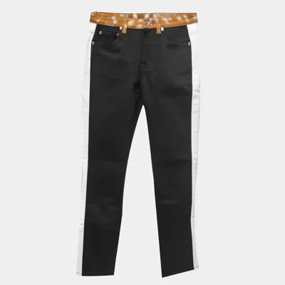 Pre-owned Burberry Black Denim Deer Print Trim Skinny Jeans S Waist 26"