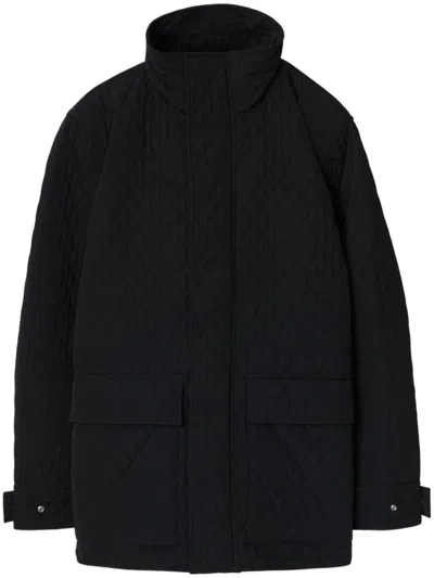 Burberry Quilted Check Hood Jacket In Black
