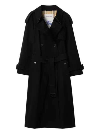 Burberry Long Castleford Trench Coat In Black