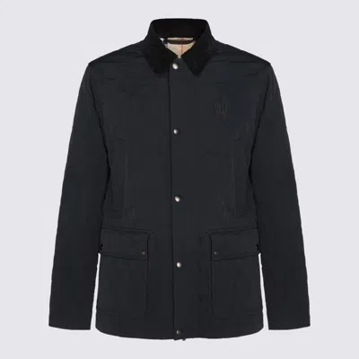 Burberry Black Down Jacket In Black/sand Ip Check