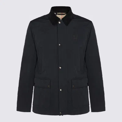 Burberry Black Down Jacket In Black/sand Ip Check