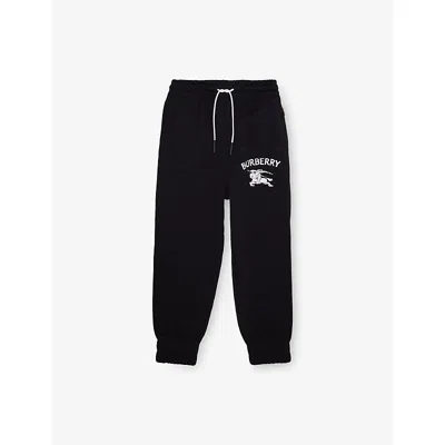 Burberry Kids' Black Ekd Brand-print Cotton Jogging Bottoms 4-14