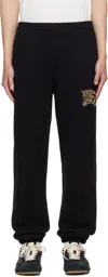 Burberry Black Ekd Check Cotton Jogging Sweatpants In Black
