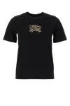 Burberry Black Ekd Check Cotton T-shirt In Black