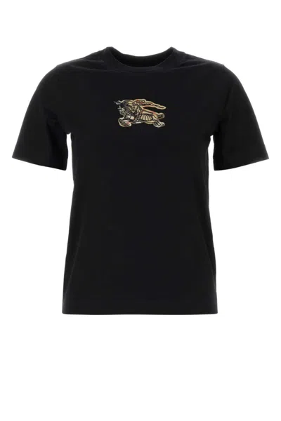 Burberry Black Ekd Check Cotton T-shirt