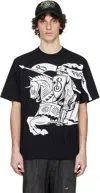 Burberry Black T-shirt With Contrasting Equestrian Knight Print In Cotton Man
