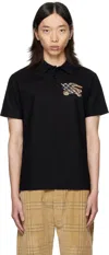 Burberry Evan Ekd Check Cotton Polo Shirt Clothing In Black