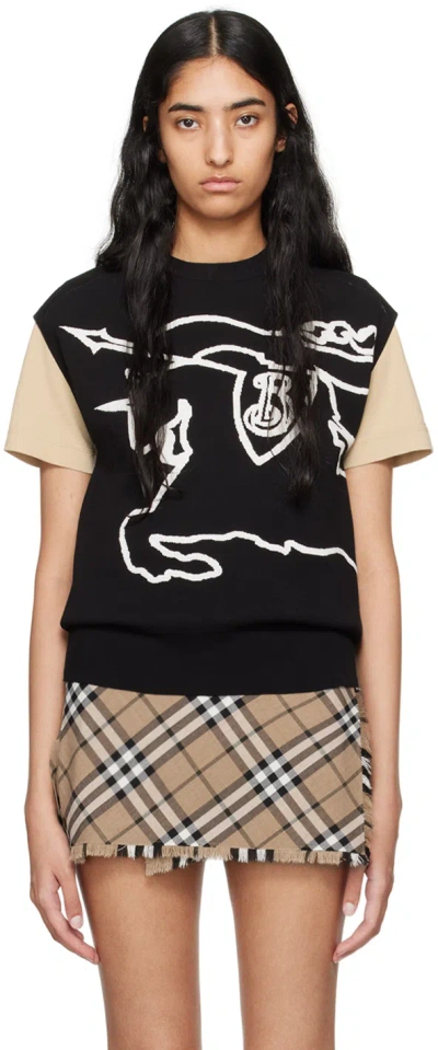 Burberry Black Ekd Vest In Black/chalk