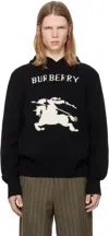 Burberry Cotton Sweater With Ekd Embroidery In Black