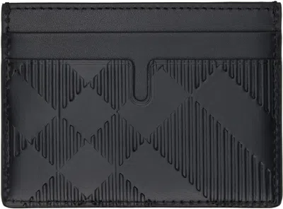 Burberry Black Embossed Check Card Holder