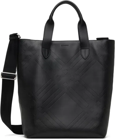 Burberry Black Embossed Check Tote