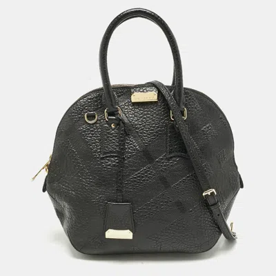 Pre-owned Burberry Black Embossed Leather Orchard Bowler Bag