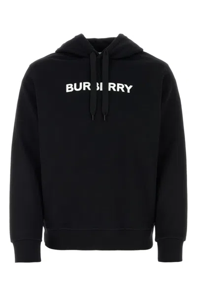 BURBERRY MEN BLACK EMBROIDERED LOGO HOODIE, XL LUXURY SWEATSHIRTS & HOODIES FOR MEN DARVEYS