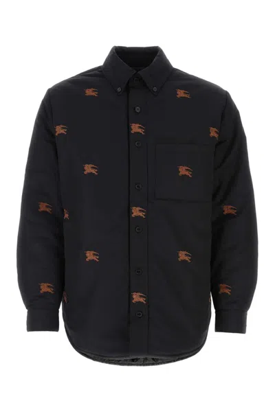 BURBERRY BLACK EMBROIDERED LOGO SHIRT