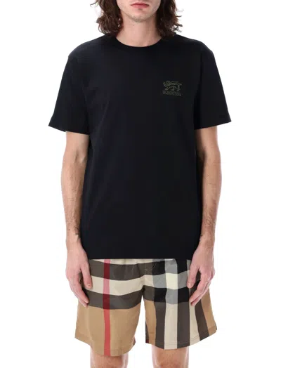 BURBERRY BLACK EMBROIDERED LOGO T-SHIRT