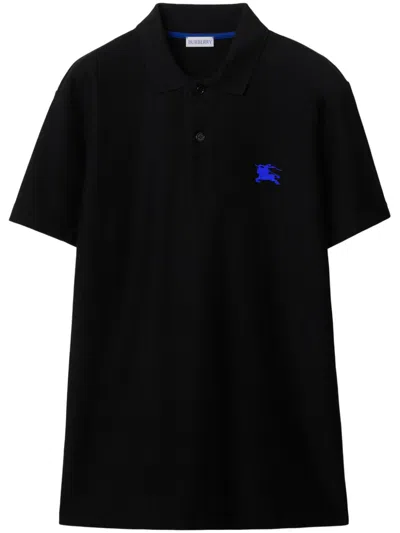 Burberry Organic Cotton Ekd Polo Shirt In Black