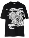 Burberry Black T-shirt With Contrasting Equestrian Knight Print In Cotton Man
