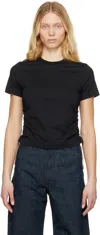Burberry Black T Shirt With Check Pattern Detail In Black
