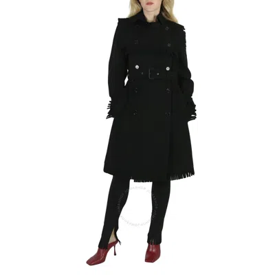 Burberry Black Fringed Cashmere-blend Trench Coat