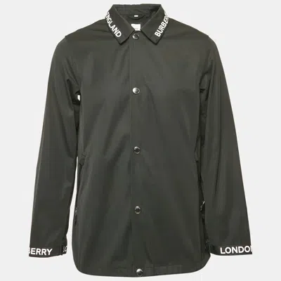 Pre-owned Burberry Black Gabardine Button Front Easthorpe Coaches Jacket S