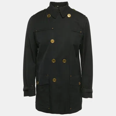 Pre-owned Burberry Black Gabardine Double Breasted Coat M