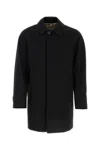 Burberry Men Black Gabardine Heritage Camden Overcoat In Black