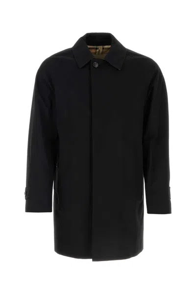 Burberry Men Black Gabardine Heritage Camden Overcoat