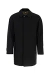 Burberry Men Black Gabardine Heritage Camden Overcoat In Black