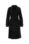 Burberry Black Gabardine Heritage Kensington Trench Coat In Black