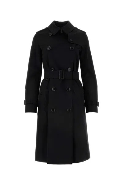 Burberry Kensington Heritage Trench Coat In Black