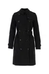 Burberry Waterloo Heritage Double-breasted Trench Coat In Black