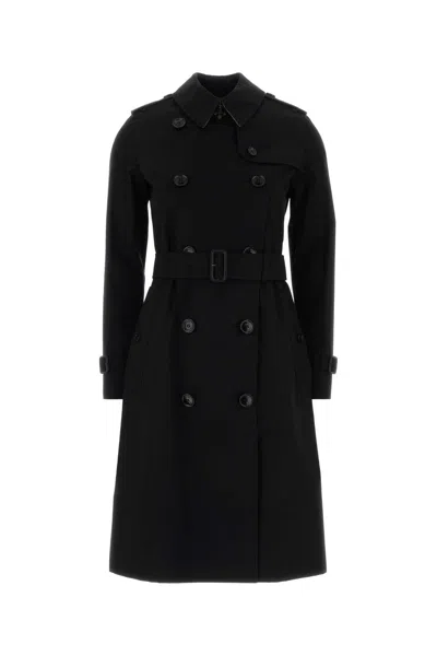 Burberry Cotton Double-breasted Belted Trench Coat In Black