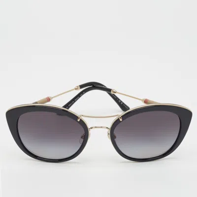 Pre-owned Burberry Black Gradient H 4251 Q Check Cat Eye Sunglasses
