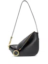 BURBERRY BLACK GRAINED CALFSKIN SMALL KNIGHT HANDBAG WITH GOLD-TONE DETAILS